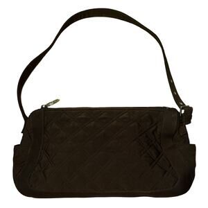 Vera Bradley Brown Quilt Microfiber Shoulder Bag Baguette Purse Adjustable Strap